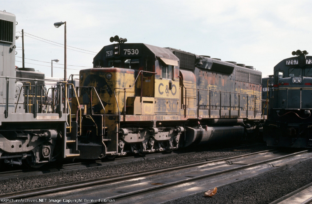 Chesapeake &amp; Ohio (CSX) SD40 #7530 at the Boyles Yard roundhouse